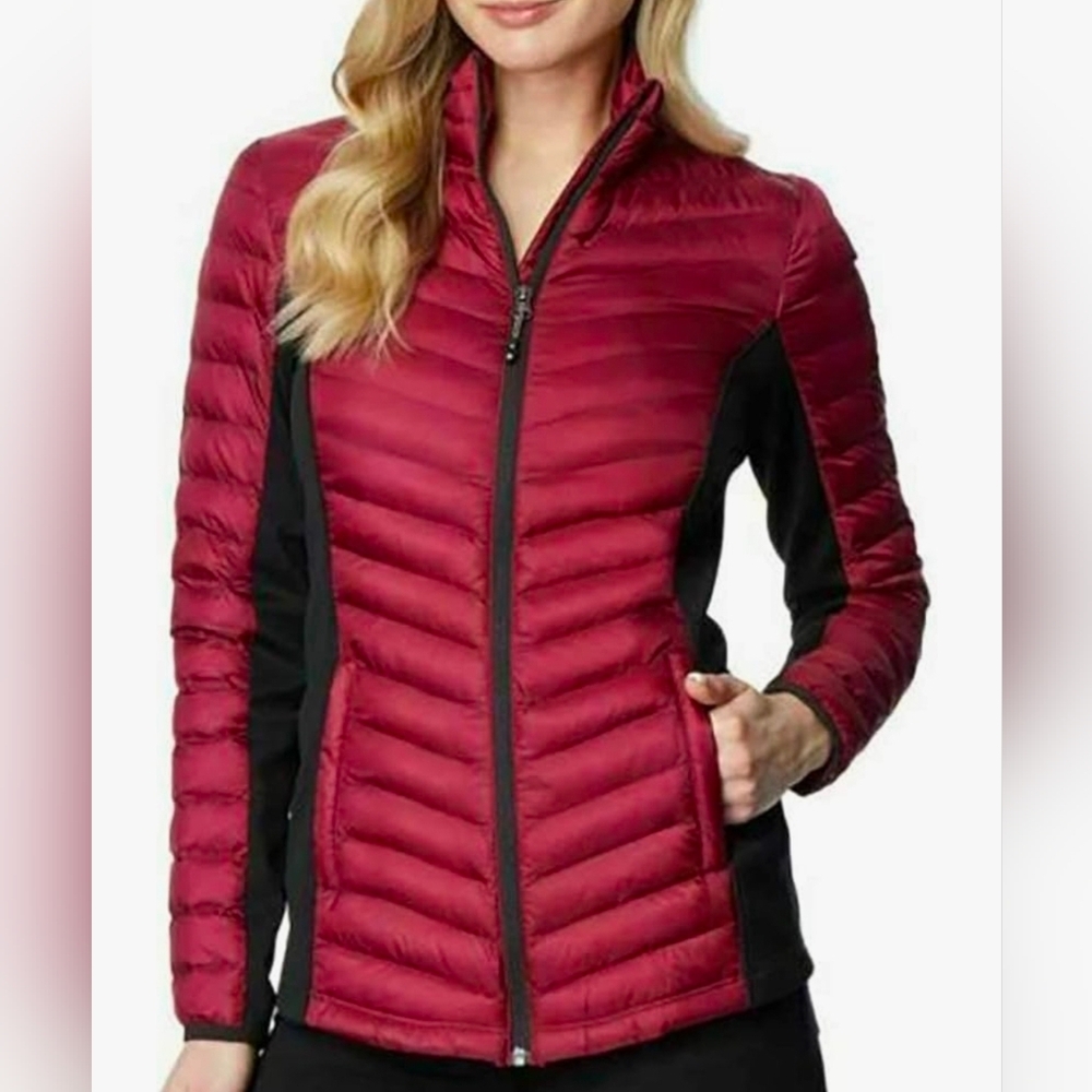 32 Degrees Heat Women's Mixed Media Jacket Light Puffer Coat Activewear Size M